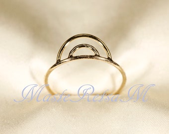 Double-Arch      14K Yellow gold filled  ring,     Silver double arch  ring
