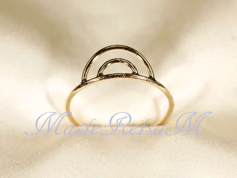 Double-Arch 14K Yellow gold filled ring, Silver double arch ring image 1