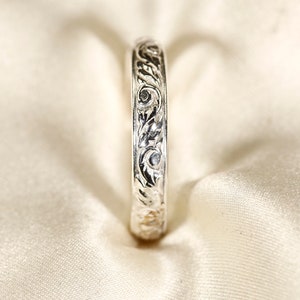 102126 925 Silver pattern ring, 14K Gold Vermeil ring 3.5mm width image 5