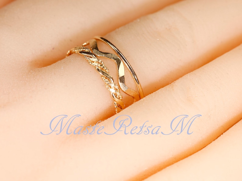 SET-E 14k Gold Filled Stack Ring Set , Rose Gold Ring, Silver rings., image 2