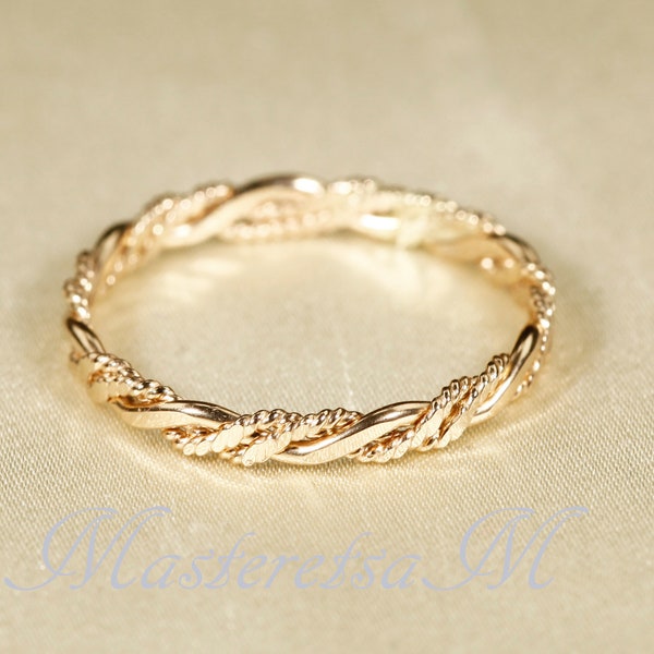 Twist- 6,      14K Gold filled texture  ring,   Silver ring ,  Rose gold filled ring   2.2mm width