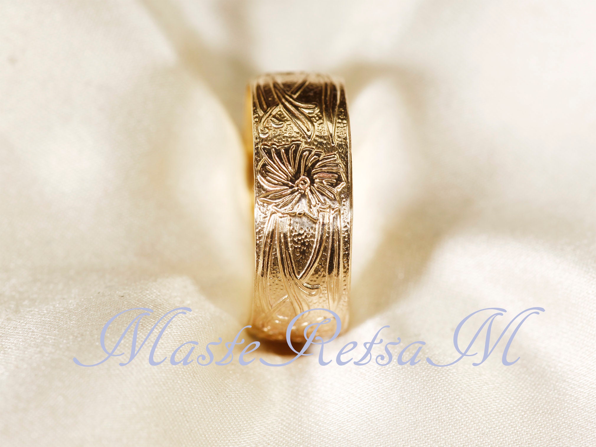 107807 14k Gold Filled Super Wide Pattern Ring, 925 Sterling 107807 14k Gold Filled Super Wide Pattern Ring, 925 Sterling