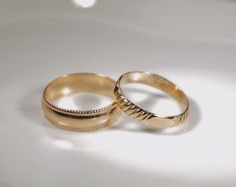 7984+7812 MasteRetsaM 14K Gold Filled Wedding Bands Set, Eternity style Wedding Rings