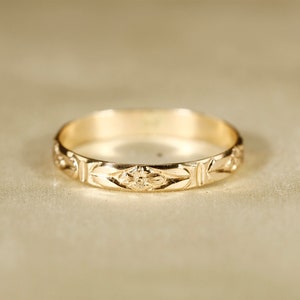 14K Yellow SOLID gold ring, Pattern ring, 600971 ring Width2.8mm Bild 5