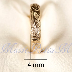 107801 14k Gold filled flower pattern rings, Silver pattern ring , 4mm width image 6