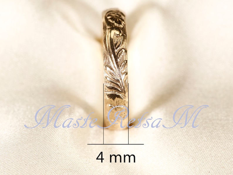 107801 14k Gold filled flower pattern rings, Silver pattern ring , 4mm width image 6
