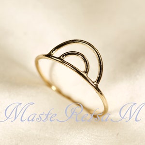 Double-Arch 14K Yellow gold filled ring, Silver double arch ring image 3