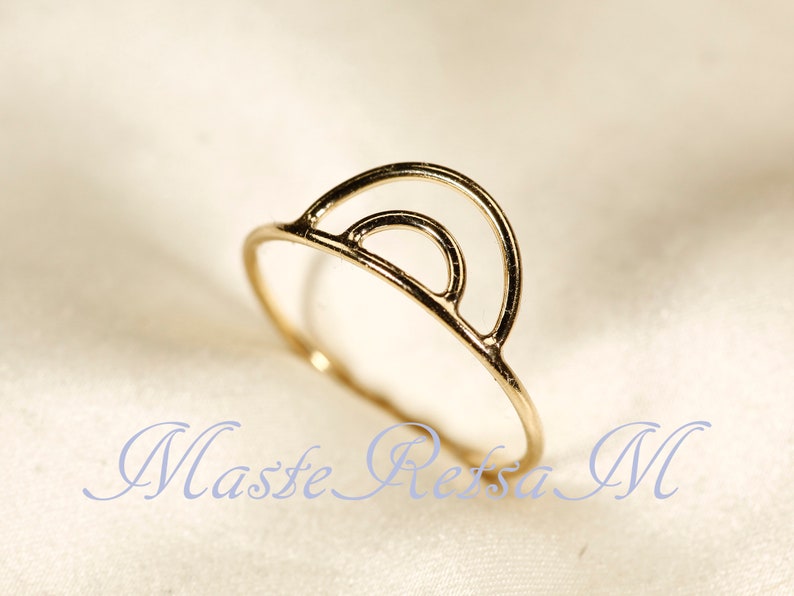 Double-Arch 14K Yellow gold filled ring, Silver double arch ring image 3