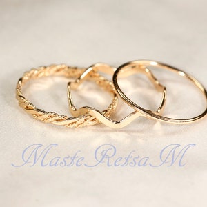 SET-E 14k Gold Filled Stack Ring Set , Rose Gold Ring, Silver rings., 14k Gold filled