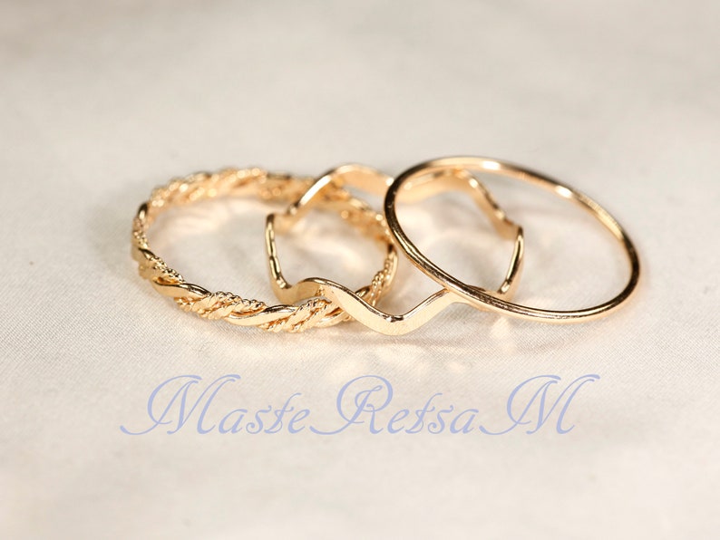 SET-E 14k Gold Filled Stack Ring Set , Rose Gold Ring, Silver rings., 14k Gold filled