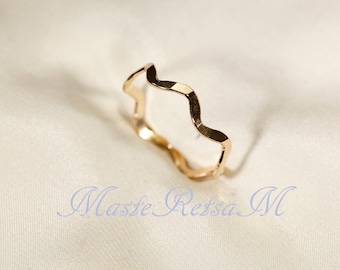 6-Welle und 10-Welle Ring, Rose Gold filled, Silber, Gold filled