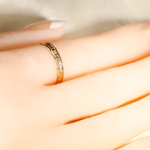 SET-Z , 14K Yellow SOLID gold ring Flat bead ring, Smooth wire ring, Hammered wire ring, 3 rings imagem 7
