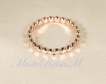 14K Rose Gold Filled Flacher Perlenring - Stapelbar 2.7 mm