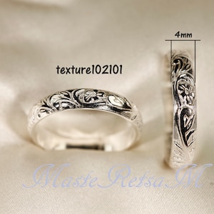 8Options 925 Sterling silver pattern rings, 3mm 7.7mm Wide TEXTURE-102101