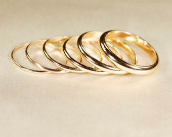 14K Yellow gold filled rings,  925 Silver,   Rose gold filled,   Half round  wire ring,    -Wire: 1-3.2 mm