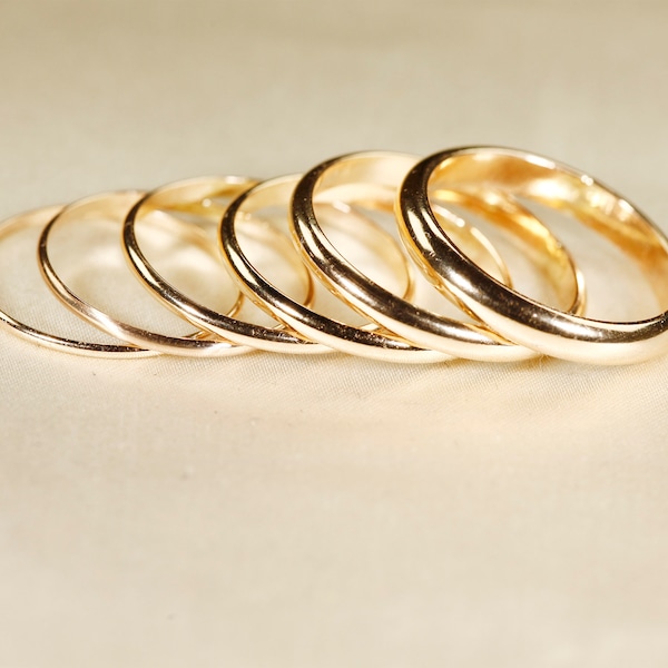 14K Yellow gold filled rings,  925 Silver,   Rose gold filled,   Half round  wire ring,    -Wire: 1-3.2 mm