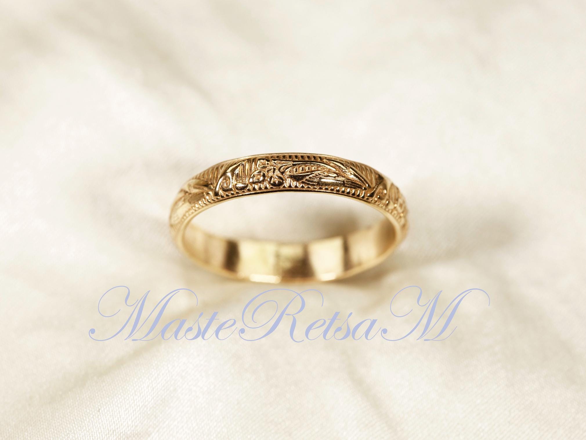 ZP--123N 14K Gold filled handmade Unique pattern ring, Ring For Men, Ring for Women,Width: 3.8mm