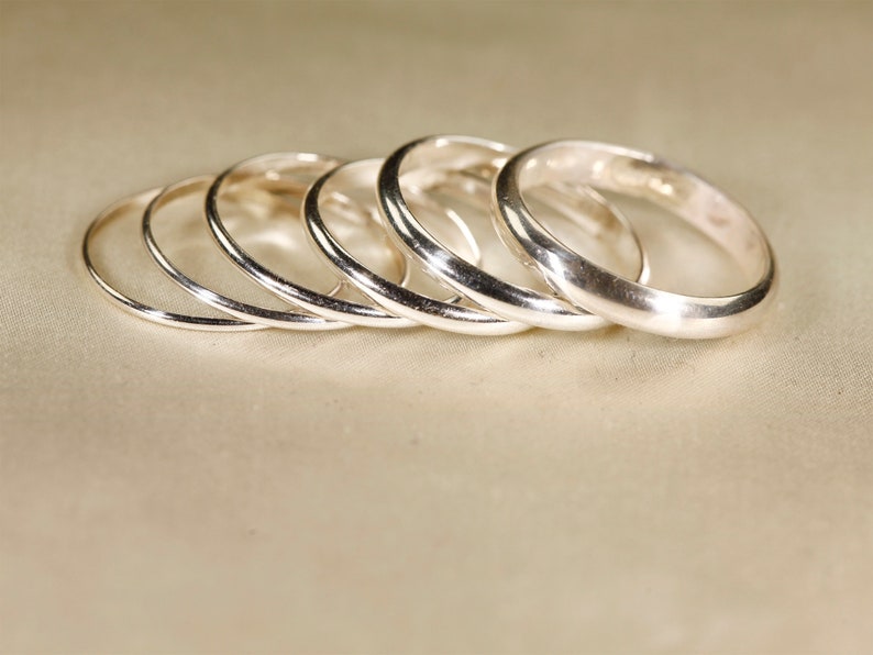 14K Yellow gold filled rings, 925 Silver, Rose gold filled, Half round wire ring, Wire: 1-3.2 mm image 2