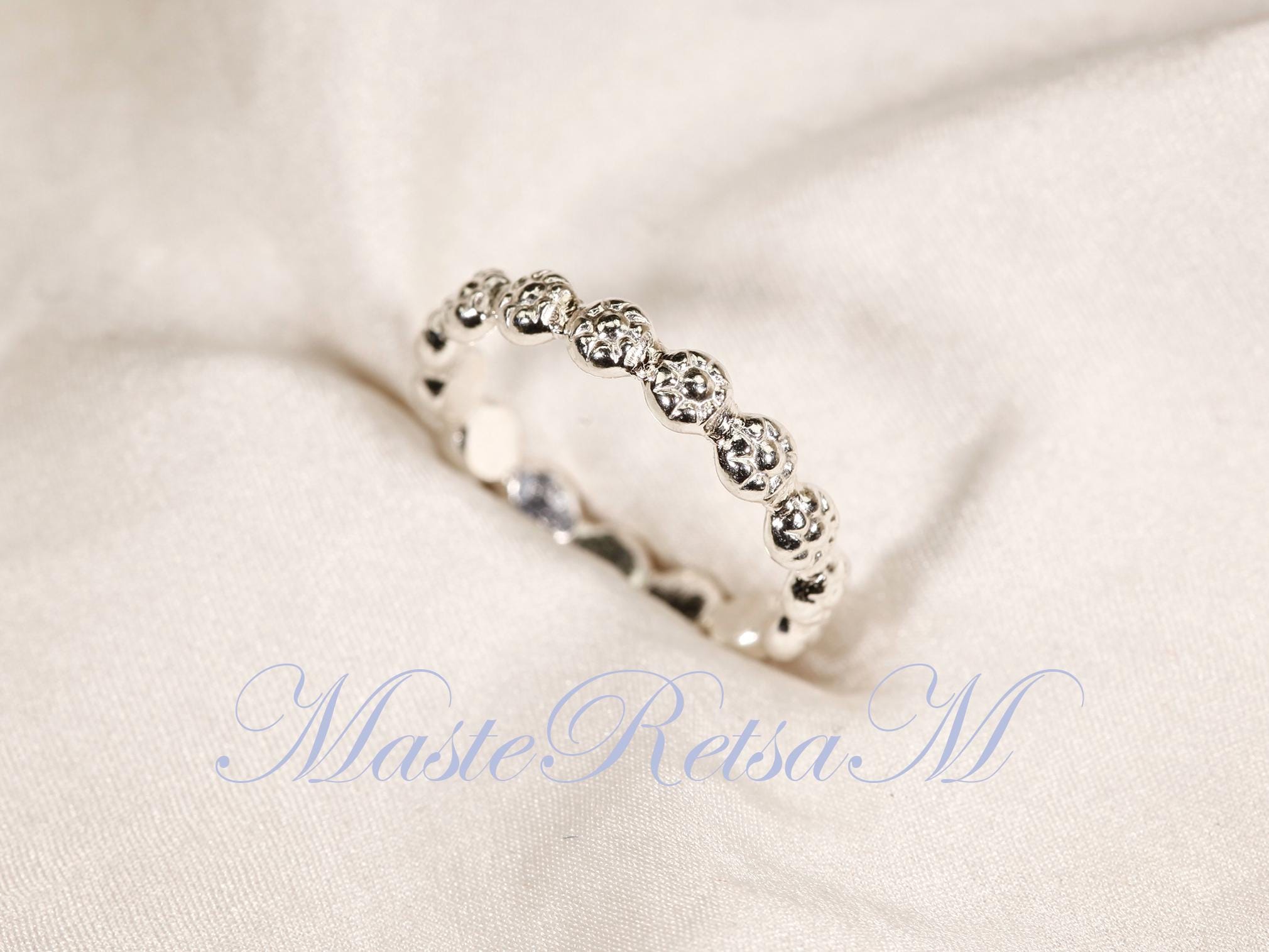 Handmade Sterling Silver Berry Bead Ring: Unisex Design