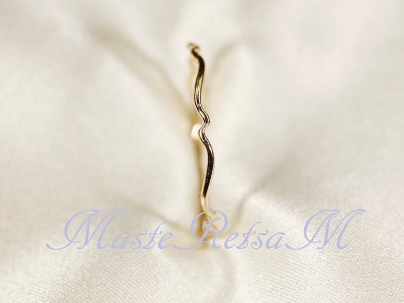 14K Yellow SOLID gold rings, WAVEA 0.8mm / 1.1mm / 1.4mm image 2