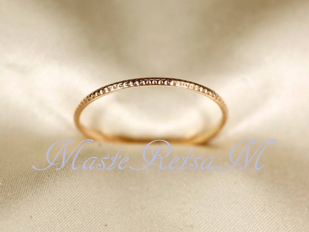14K Yellow SOLID Gold Ring, Texture-a2 Ring, Wire Width: 1.08 Mm - Etsy