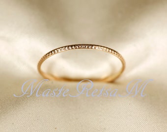 14K Yellow SOLID gold ring,    Texture-A2  ring,    Wire width: 1.08 mm