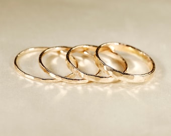 14k Gold Filled Ring, Flachdraht, Glatte Ringe, Gehämmerte Ringe, 1-2,5 mm breit.