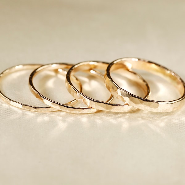 14k Gold Filled Ring,   Flat wire,    Smooth rings,    Hammered Rings,   1-2.5mm width.