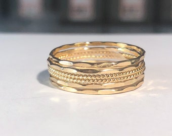 SET H    14k Gold Filled Stack Ring Set ,     Rose Gold Ring,     Silver rings.