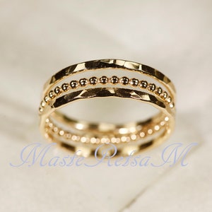 SET B 14k Gold Filled Stack Ring Set , Rose gold filled, Silver image 2