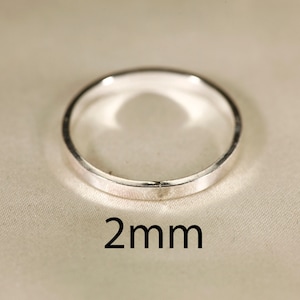 925 Sterling silver Smooth ring, 1-2.5mm width. 2 mm one ring