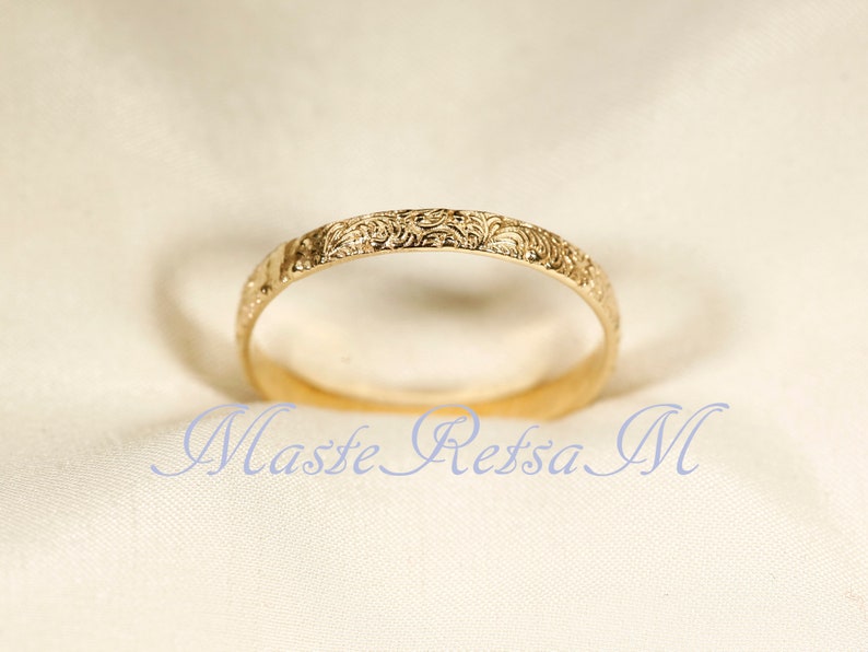 600326 14K Yellow SOLID Gold Ring, Pattern Ring, Width--2.8mm - Etsy