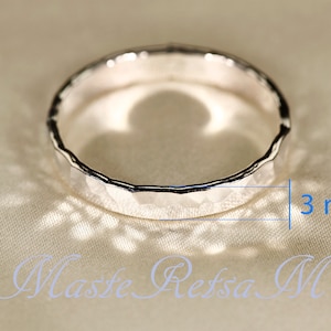 925 Silver, Hammered RINGs, width3-8mm 3mm Hammered