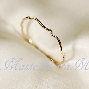 14K Yellow SOLID gold rings, WAVEA 0.8mm / 1.1mm / 1.4mm image 3