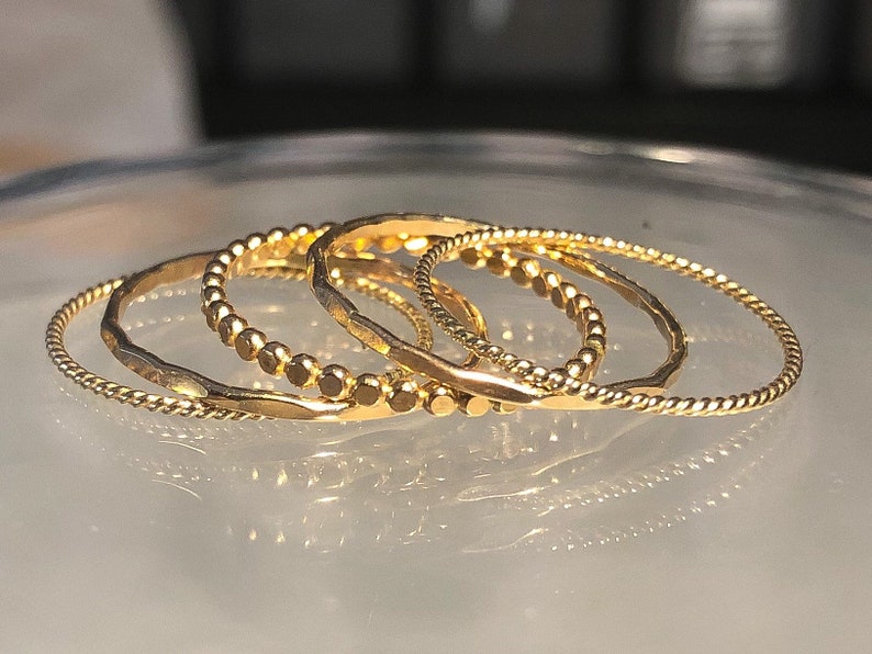 SET G 14k Gold Filled Stack Ring Set , 14K Gold filled Ring, Silver rings ,and 14K rose gold filled. image 5