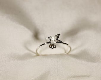 Sterling Silver Hummingbird Ring - Nature Inspired Jewelry