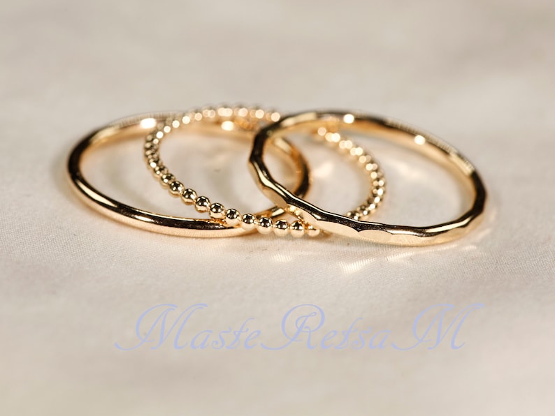 SET-K 14k Gold Filled Stack Ring Set , Rose Gold Ring, Silver rings. image 2