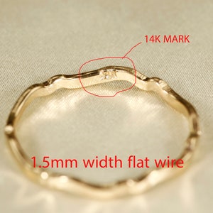 14K Yellow SOLID gold rings, WAVEA 0.8mm / 1.1mm / 1.4mm image 9