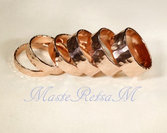 14k ROSE gold filled Ring, Flachdraht, gehämmert Bandring, 3-7 mm breit