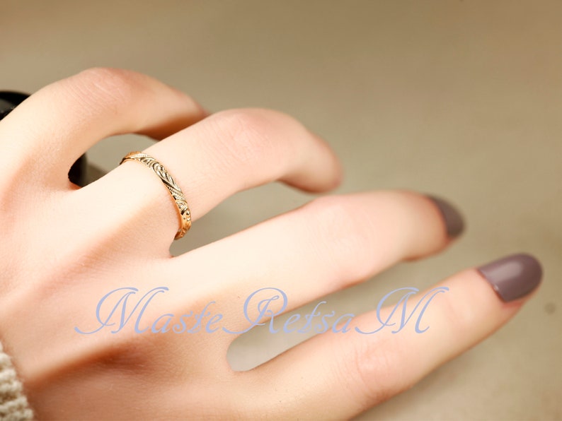 600104 14K Yellow SOLID gold ring, Pattern ring, 600104 ring Width2.6mm image 7