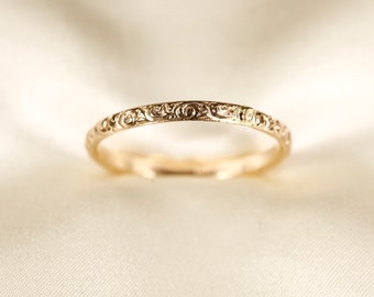 Anillo de oro amarillo de 14 k con diseño de banda delicada (2,0 mm) - 600956