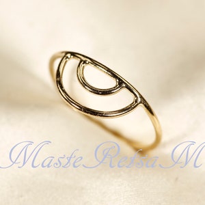 Double-Arch 14K Yellow gold filled ring, Silver double arch ring image 4