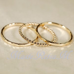 SET B 14k Gold Filled Stack Ring Set , Rose gold filled, Silver 14k Gold filled