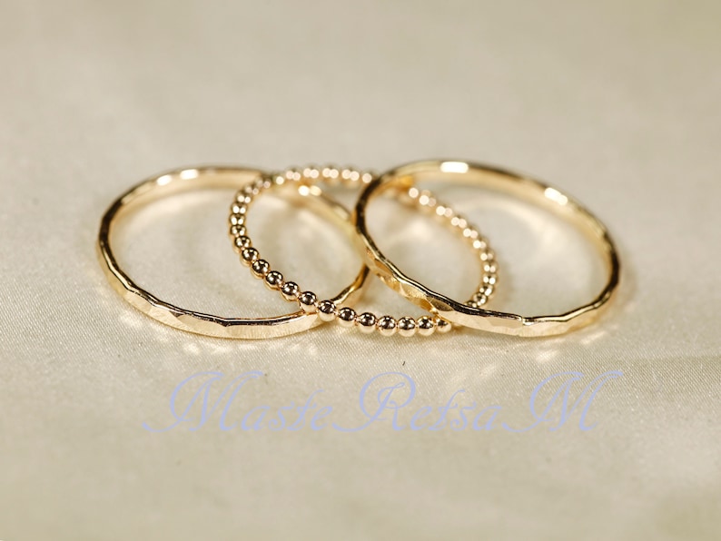 SET B 14k Gold Filled Stack Ring Set , Rose gold filled, Silver 14k Gold filled