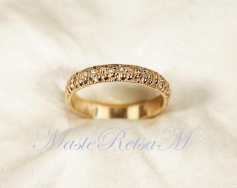 ZP122- Handmade 14K Gold Filled Pattern Ring - Sterling Silver Band