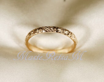 ZP101/101W-14K Gold Filled Ring: Floral Band, 2.8mm Width