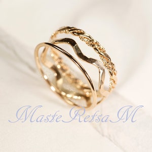 SET-E 14k Gold Filled Stack Ring Set , Rose Gold Ring, Silver rings., image 1