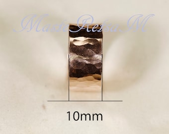 14k Rose Gold Filled gehämmerter Ring - 10 mm Breite