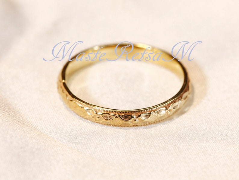 102118 925 Silver texture ring , 14K gold Vermeil ring 2.8mm Wide image 4