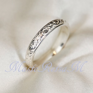 102126 925 Silver pattern ring, 14K Gold Vermeil ring 3.5mm width image 6